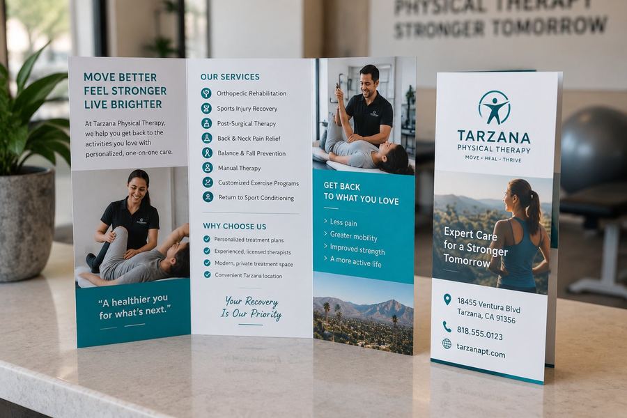 A finished flyer run off the press, printed at The Printing House in Encino