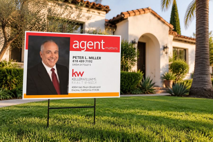 A yard sign for a Valley listing, printed at The Printing House in Encino
