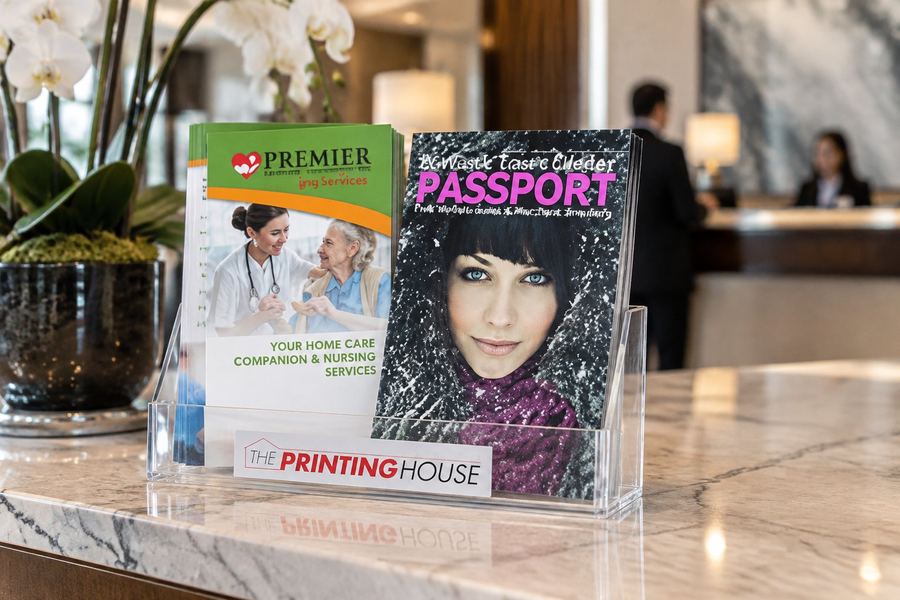Brochures stocked and ready to hand out, printed at The Printing House in Encino